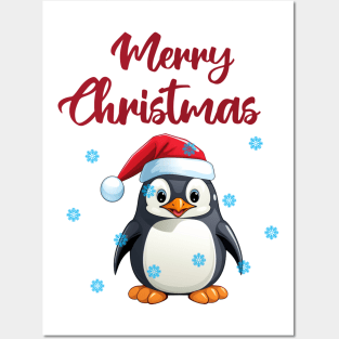"Merry Christmas" With Cute Penguin Posters and Art